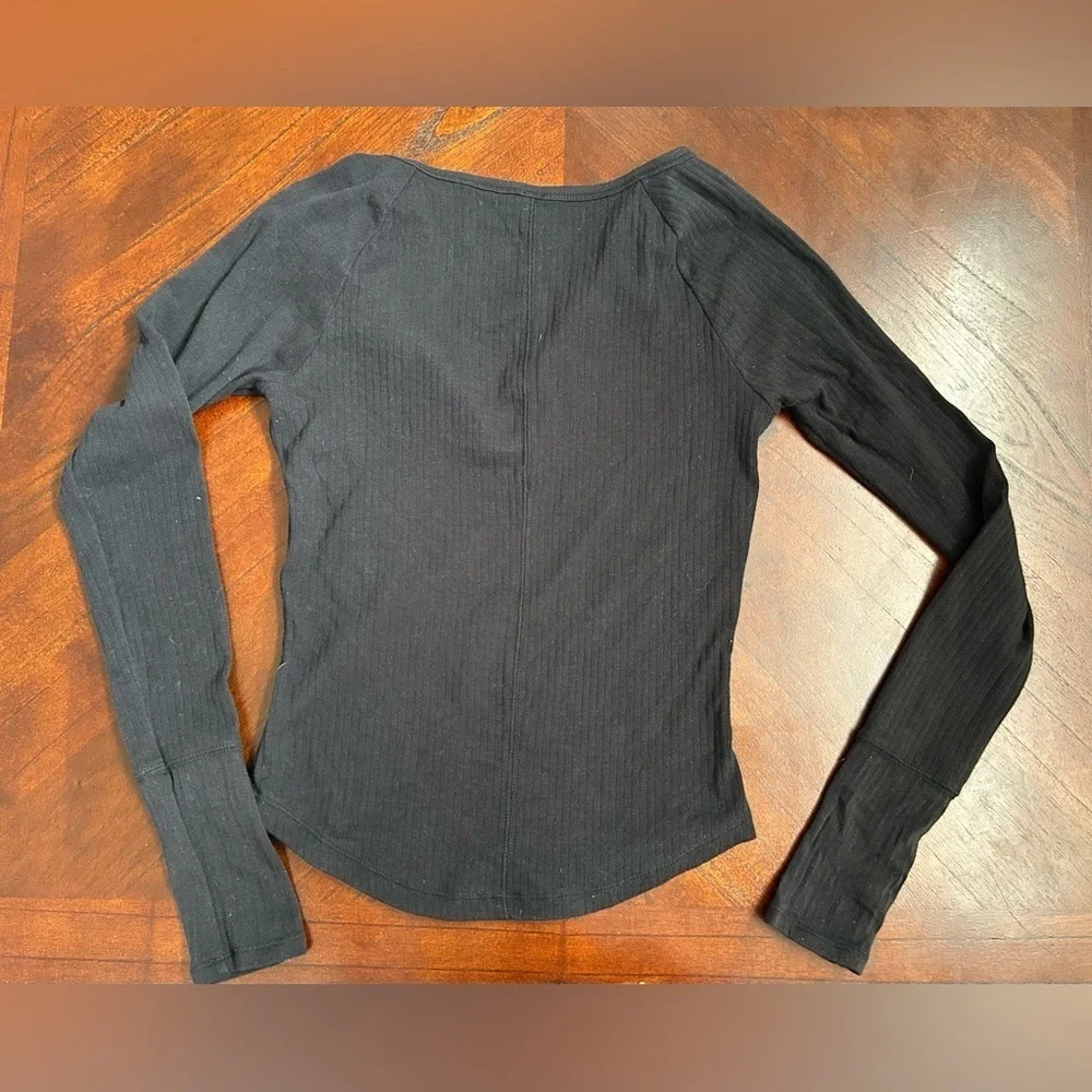 Free People Black Long Sleeve Blouse size S